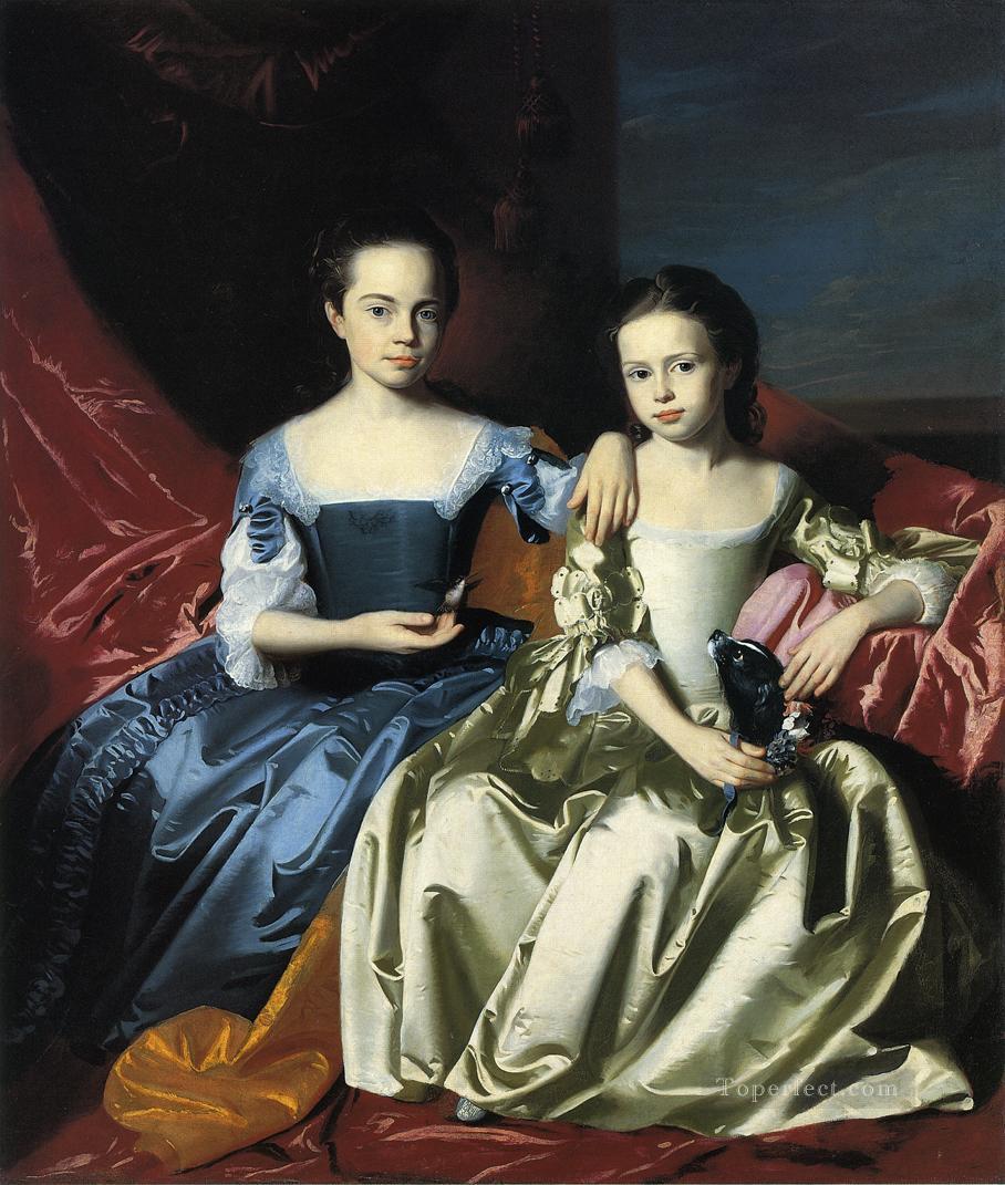 メアリーとエリザベス・ロイヤルの植民地時代のニューイングランドの肖像画 ジョン・シングルトン・コプリー油絵
